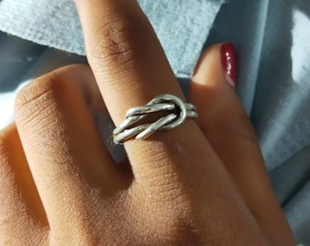 Twisted Knot Ring, Solid Sterling Silver Knot Ring, Knot Promise Ring, Comfort Fit Band, 925 Silver Ring, Promise Ring, Ring for Her.