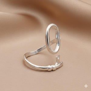 Chaveiro de prata antigo, chaveiro ajustável em formato de chave, chaveiro feminino empilhável, chaveiro aberto estilo rock, presente de Natal imagem 3