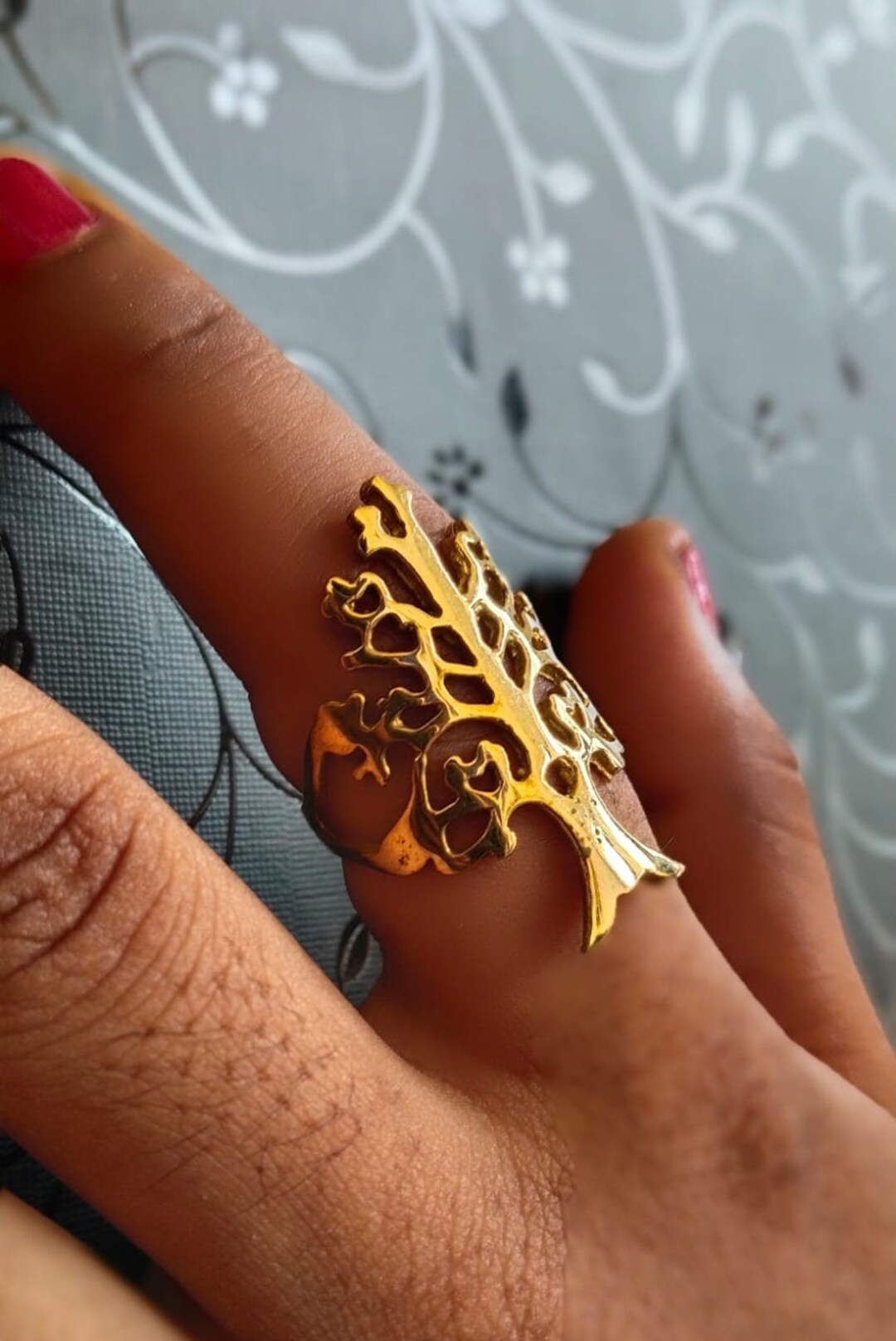 Tree of Life Ring, Sacred Geometry Ring, Indian Tribal Ring, Gold Brass ...