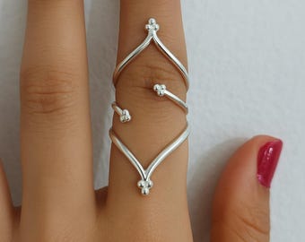 Handmade Geometric German Silver Ring: Boho Wire Jewelry, Christmas Jewelry, Halloween