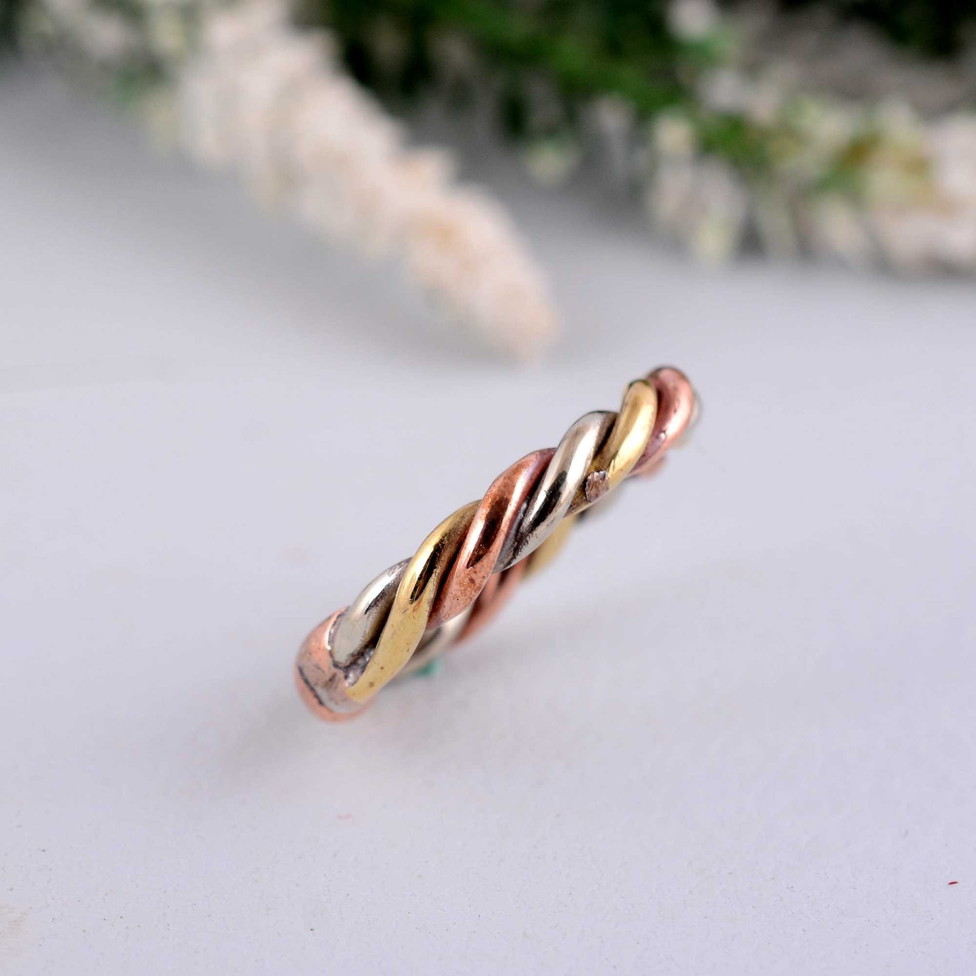 3 Metal Ring, Silver/copper/brass Ring, 3 Metal Jewelry