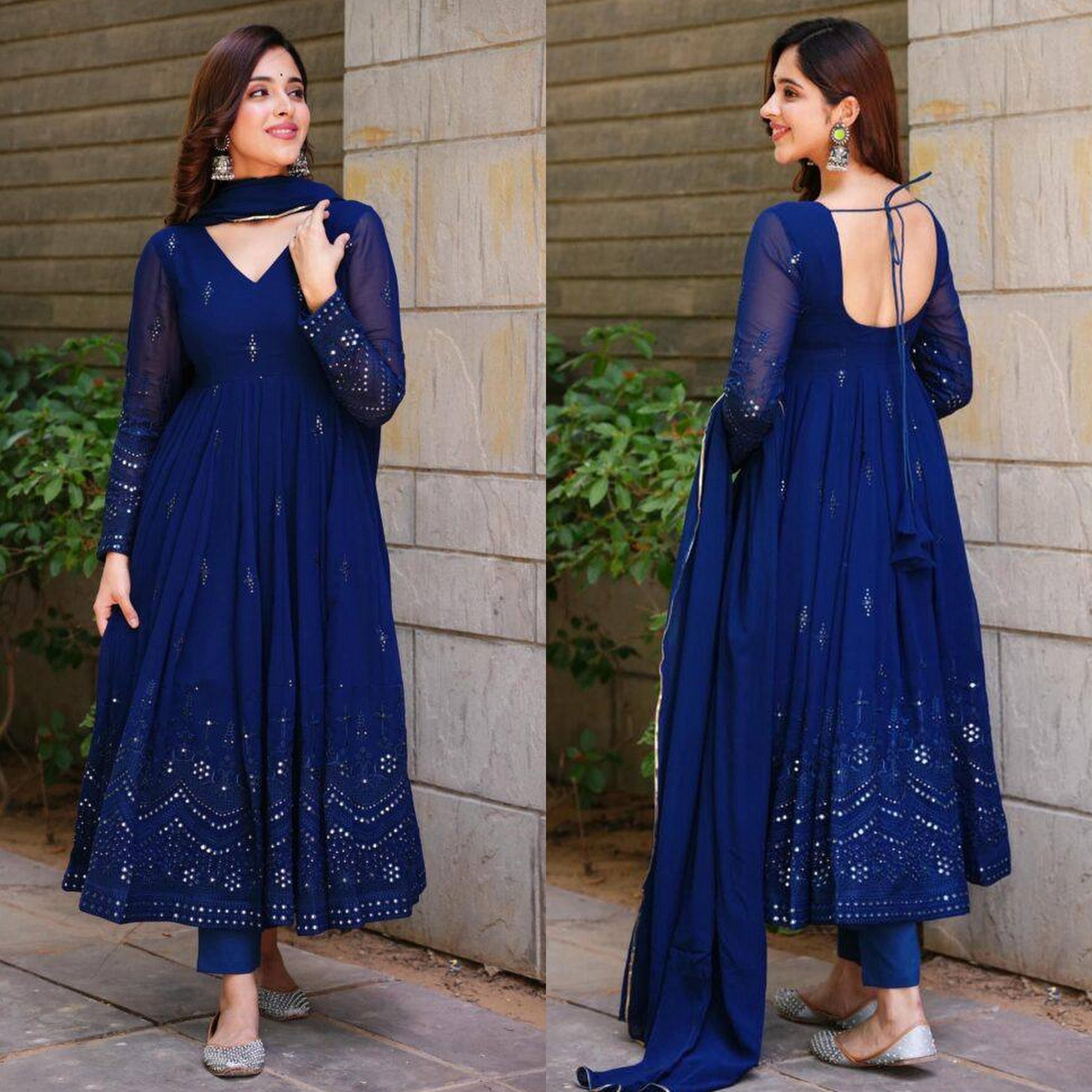 Plain store silk anarkalis