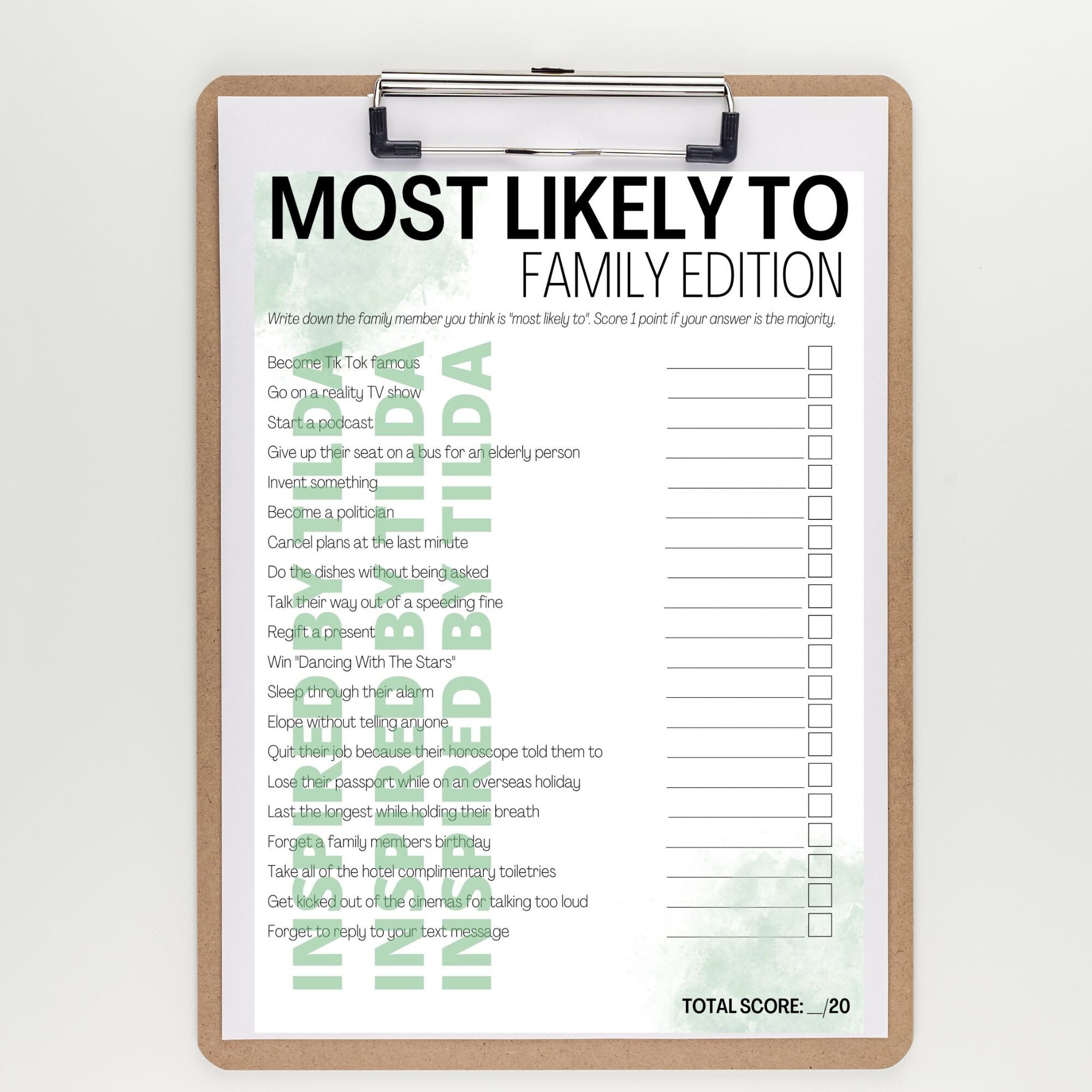 Most Likely to Family Edition Printable Digital Download Birthday