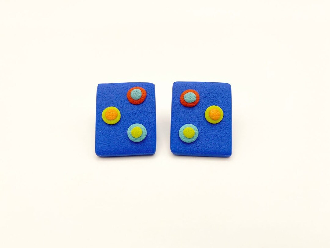 Quirky, Fun, Colorful Polymer Clay Stud Earrings With Hypoallergenic