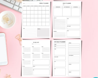 Editable Weekly And Daily Planner, Printable Weekly To Do List, Minimal Weekly, Daily Planner, Productivity Planner Template, PPT-27