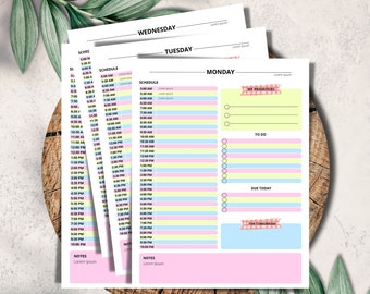 Editable Weekly Schedule Template, Printable Routine, Custom Daily Routine, Simple Half Hour Weekly Schedule, Weekly To Do List, PPT-34