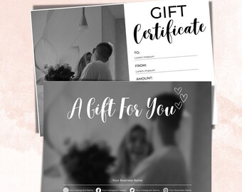 Photography Gift Certificate Template, Editable Gift Card, Printable Gift Certificate, Photographer Gift Card, Photography Voucher, PGC-36
