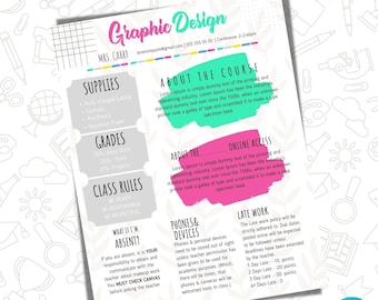 Editable Class Syllabus Template, Templates for Teachers, Middle & High School Syllabus, Custom Visual Syllabus, PFT-07