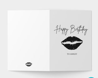 Custom Lips Birthday Card, Printable Birthday Card Template, Best Friend Birthday Card, Lady Birthday Card, Card for Her, PBC-04