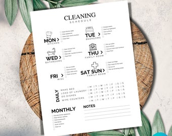 Cleaning Schedule Template, Editable Cleaning Schedule, Modern Minimal Cleaning Schedule, Chore Chart, Cleaning Checklist, PPT-23