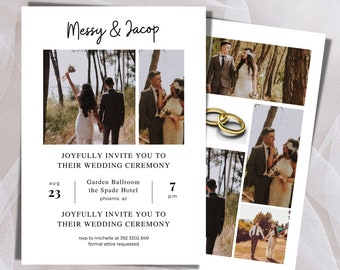 Wedding Invitation Template with Photo, Modern Wedding Invite, Photo Wedding Invitation, Editable Template, Digital Download, PWC-10