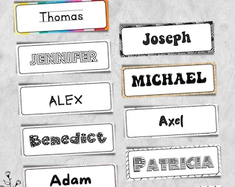 Editable Name Tags Template, 20 FONTS, Editable School Supply Labels, Classroom Supplies Labels, Name Tags, Digital Download, PFT-08