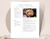 Recipe Book Template, Minimal Cookbook Template, Editable Recipe Binder, Modern Recipe Book Template, Personalized Recipe, 8.5x11, PRC-04