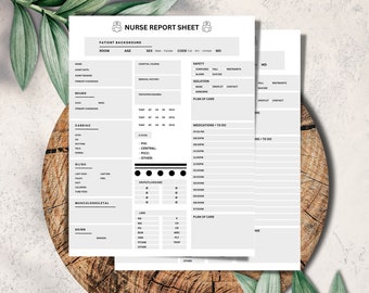 Editable Nurse Report Sheet, Printable Gray Nurse Report Sheet, Medication, Day or Night Shift, DIY Nursing Student Report Sheet, PPT-40