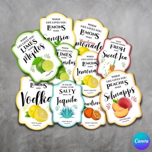 Custom Tequila Label, Retro Alcohol Labels, Editable Margarita Labels, When Life Gives You Limes, Vintage Label Bundle, PLT-03