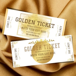 Goldener Geschenkgutschein, Event Golden Ticket, Gold Geschenkgutschein, Geburtstagsgeschenkgutschein, Digitaler Geschenkgutschein, Überraschungsticket, PGC-43