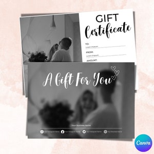 Modèle de certificat-cadeau de photographie, carte-cadeau modifiable, certificat-cadeau imprimable, carte-cadeau de photographe, bon de photographie, PGC-36