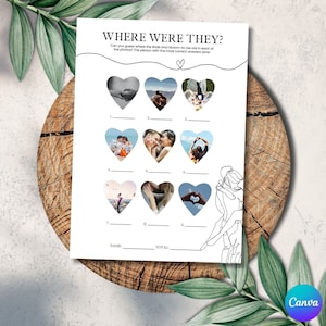 Where Were They Photo Game, Editable Where Were They Game, Minimalist Bridal Shower Game, Couples Shower Game, Wedding Games, PWC-03
