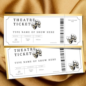 Bearbeitbare Theaterkartenvorlage, benutzerdefinierte Theaterkartengeschenk, druckbare Theaterkarten Geschenkidee, anpassbare Veranstaltungskarte, PGC-45