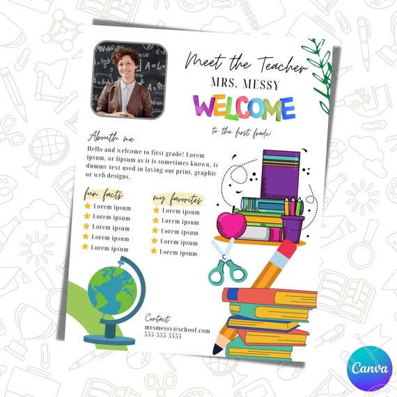 Meet the Teacher Editable Template, Printable Teacher Newsletter, Welcome Back to School Note, First Day School, Communication Form, PFT-01
