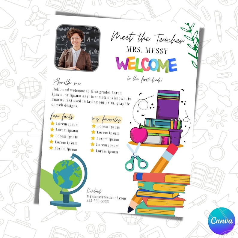 Meet the Teacher Editable Template, Printable Teacher Newsletter, Welcome Back to School Note, First Day School, Communication Form, PFT-01 image 1