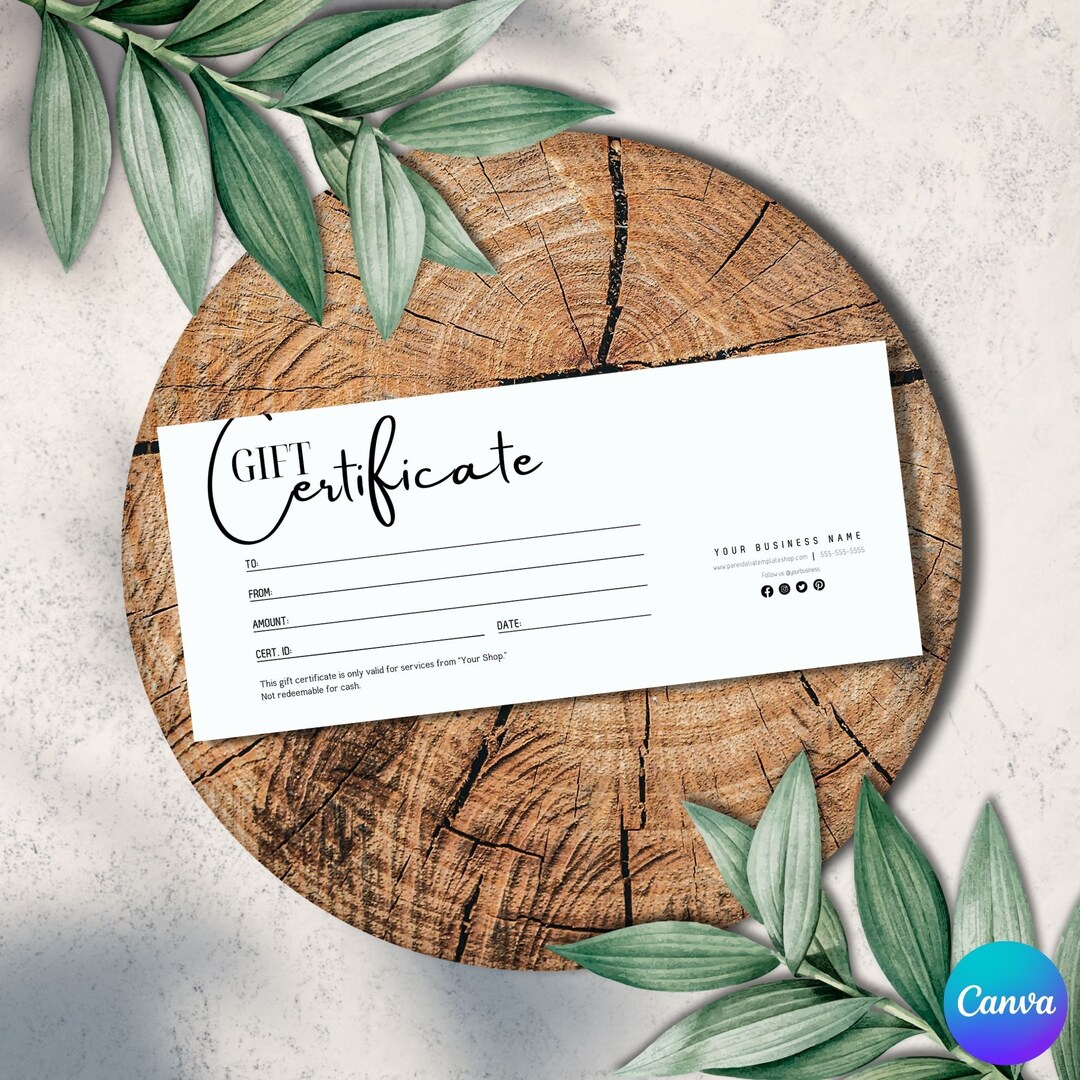 Modern Gift Certificate Template, Printable Gift Coupon, Editable Gift ...