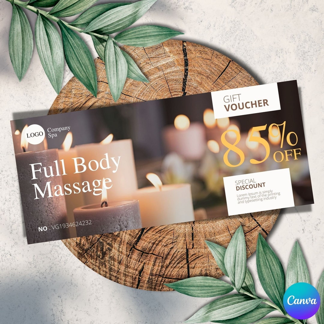 Editable Gift Coupon Template Massage Gift Voucher Add Your Logo