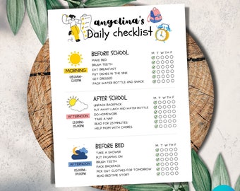 Editable Kids Daily Checklist: Homeschool Planner, Task Chart (Printable)