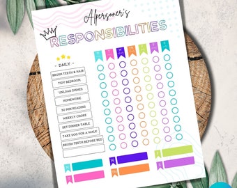 Custom Chore and Responsibilities Chart, Printable Daily Checklist for Kids, Summer Routine, Printable Routine, Screentime Checklist, PPT-04