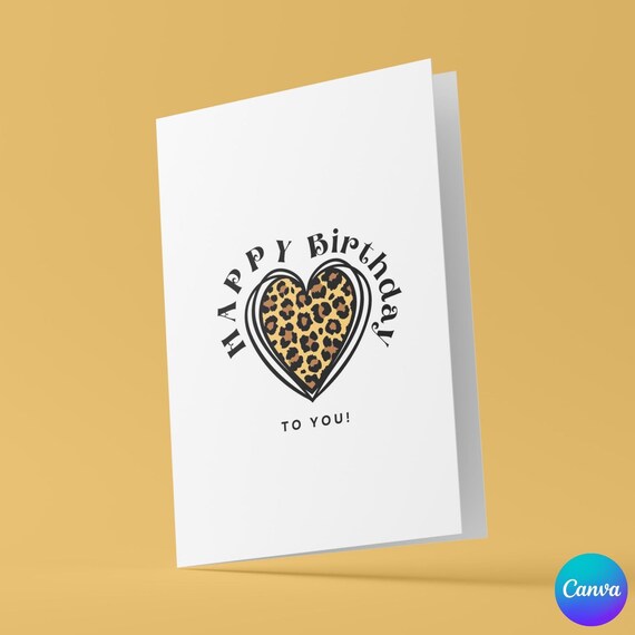 Leopard Print Birthday Card, Birthday Card Template, Birthday Babe, Girl Birthday Card, Modern Birthday Card, Happy Birthday, PBC-07