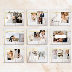 Modèle d'ebook de mariage, album photo de mariée modifiable, modèles Ebook canva, modèle d'album photo de mariage, collage de photos de mariage, PEBT-02