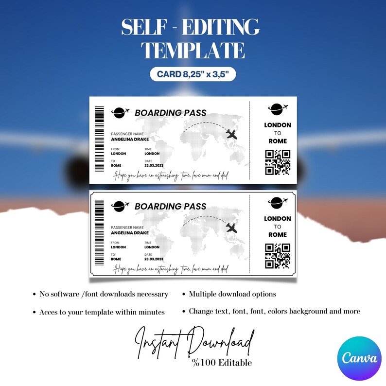 Editable Boarding Pass Template, Printable Surprise Boarding Voucher ...