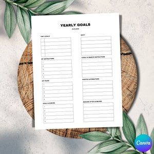 Afdrukbare doelplanner sjabloon, afdrukbare doeltracker, aangepaste nieuwjaarsdoelen, DIY-doelstelling 2023, Amerikaanse halve letter, PPT-47