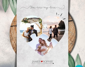 Gepersonaliseerde hartfotopuzzelkaart: Valentijnsdagsjabloon (digitale download)
