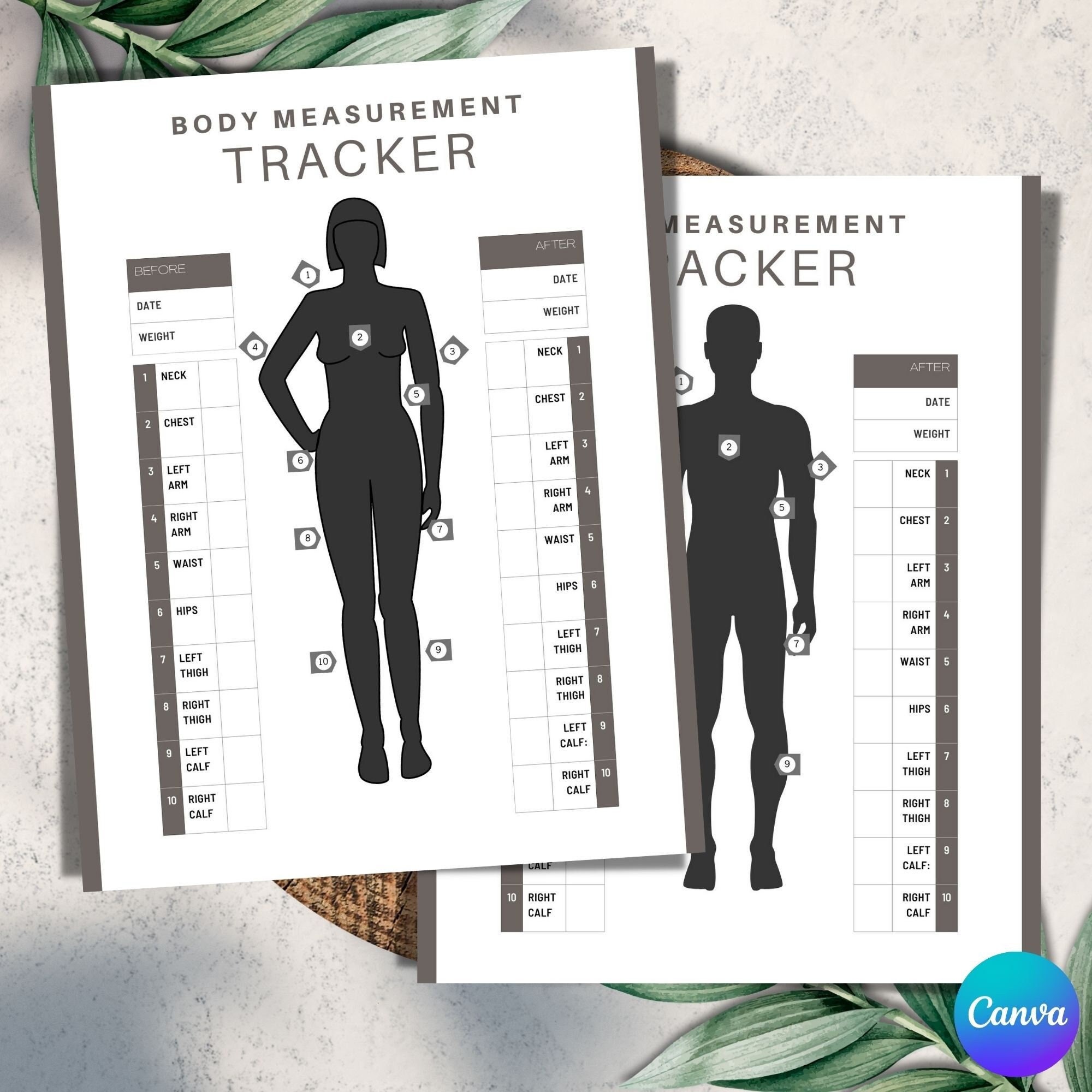 Male Sewing body measurement printable guide