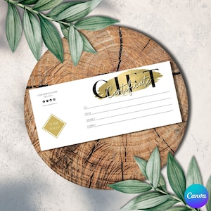 Gold Gift Certificate Template, Editable Gift Card, Add Your Logo, Modern Gift Certificate, Gift Coupon Template, Gift Voucher, PGC-03
