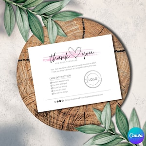 Editable Washing Care Card, DIY Washing Instructions Card For Tshirts Template, Shirt Care Instruction, Clothing Care Card, PCC-01