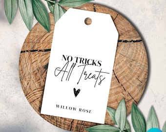 No Tricks All Treats Tags, Editable Halloween Tags, Printable Halloween Tags, Halloween Party Tags, Halloween Favor Tags, PGT-06