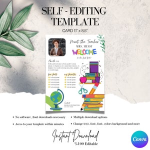 Meet the Teacher Editable Template, Printable Teacher Newsletter, Welcome Back to School Note, First Day School, Communication Form, PFT-01 image 2