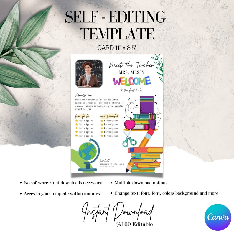 Meet the Teacher Editable Template, Printable Teacher Newsletter, Welcome Back to School Note, First Day School, Communication Form, PFT-01 image 2