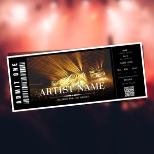 Editable Concert Ticket Template, Editable Concert Ticket, Printable Concert Ticket, Custom Concert Ticket, Printable Event Ticket, PGC-56