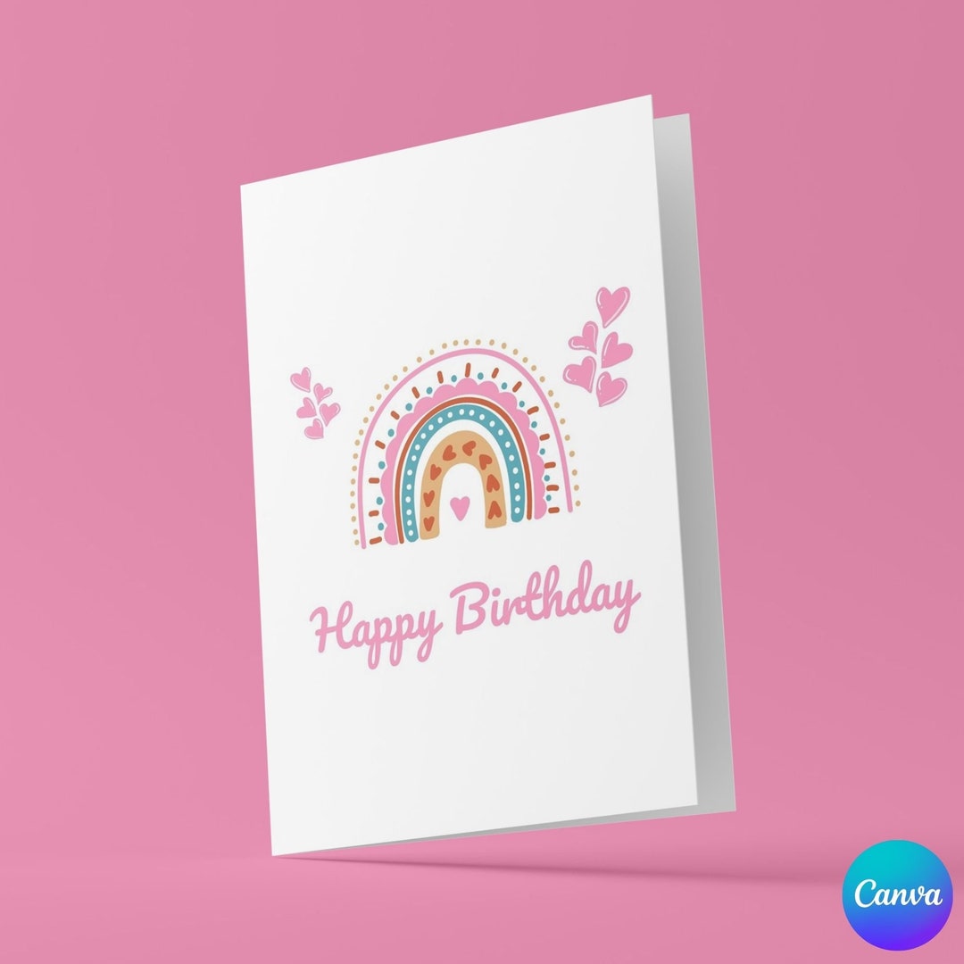 Personalised Birthday Rainbow Card, Printable Birthday Card Template ...