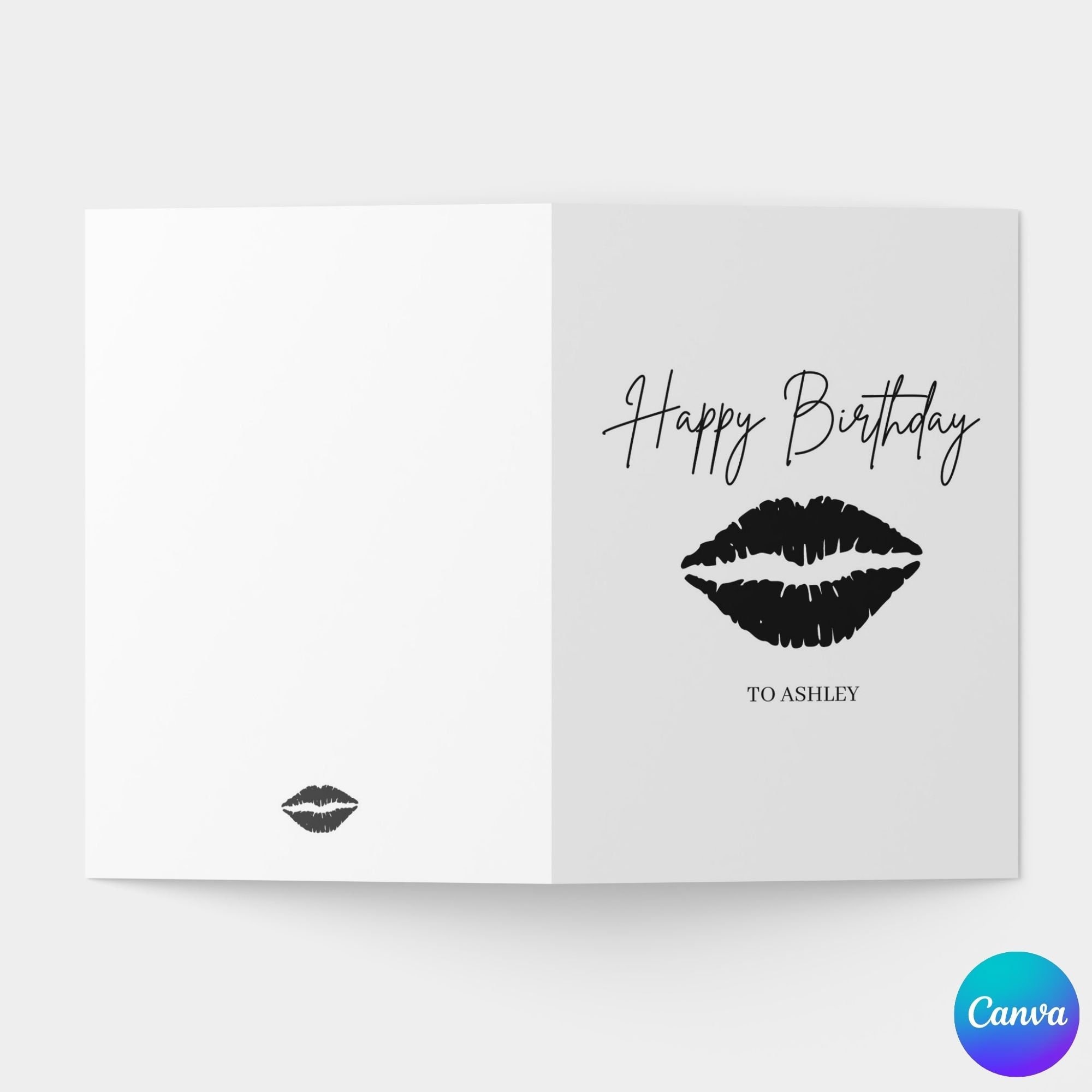 Custom lips birthday card printable birthday card template - etsy