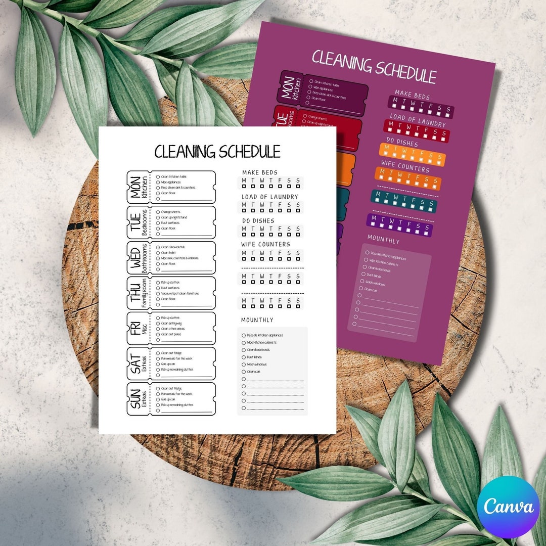 Editable Cleaning Schedule Template Printable Cleaning Schedule Canvas Editable Cleaning Schedule Template Printable Cleaning Schedule Canvas