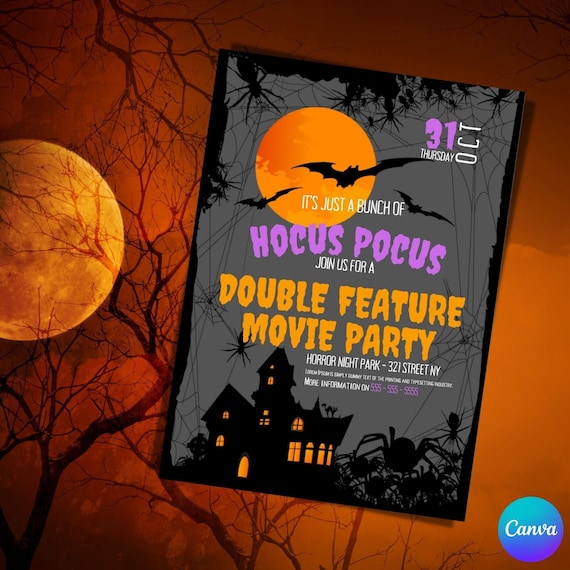 Hocus Pocus Invite, Editable Invitations, Custom Halloween Invite, Halloween Invite, Halloween Party Invite, Costume Party, PIC-17