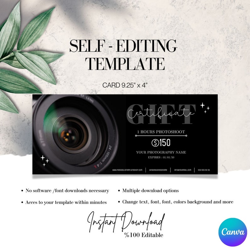 Photography Gift Certificate Template, DIY Gift Certificate Template ...