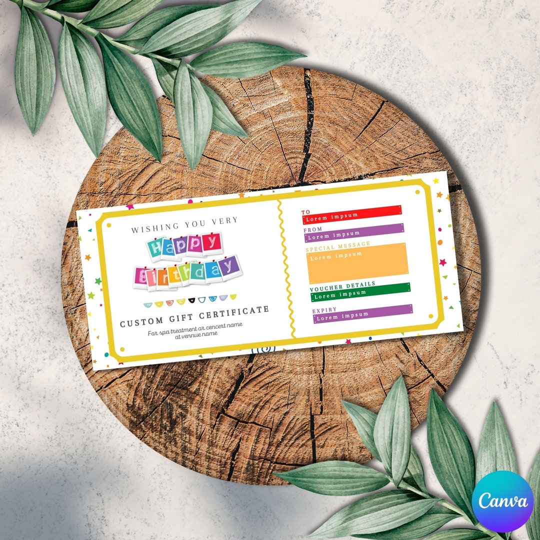 Happy Birthday Gift Certificate Template, Printable Birthday Gift ...
