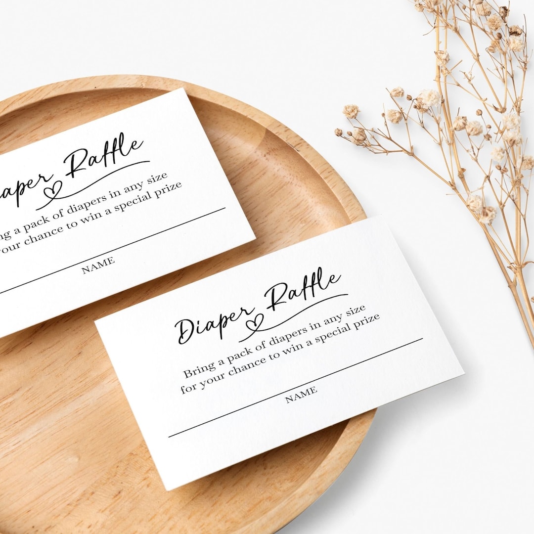 Editable Diaper Raffle Template, Printable Baby Shower Ticket, Custom