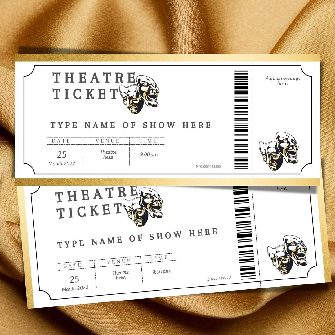 Editable Theatre Ticket Template, Custom Theatre Ticket Gift, Printable Editable Theatre Ticket Template, Custom Theatre Ticket Gift, Printable