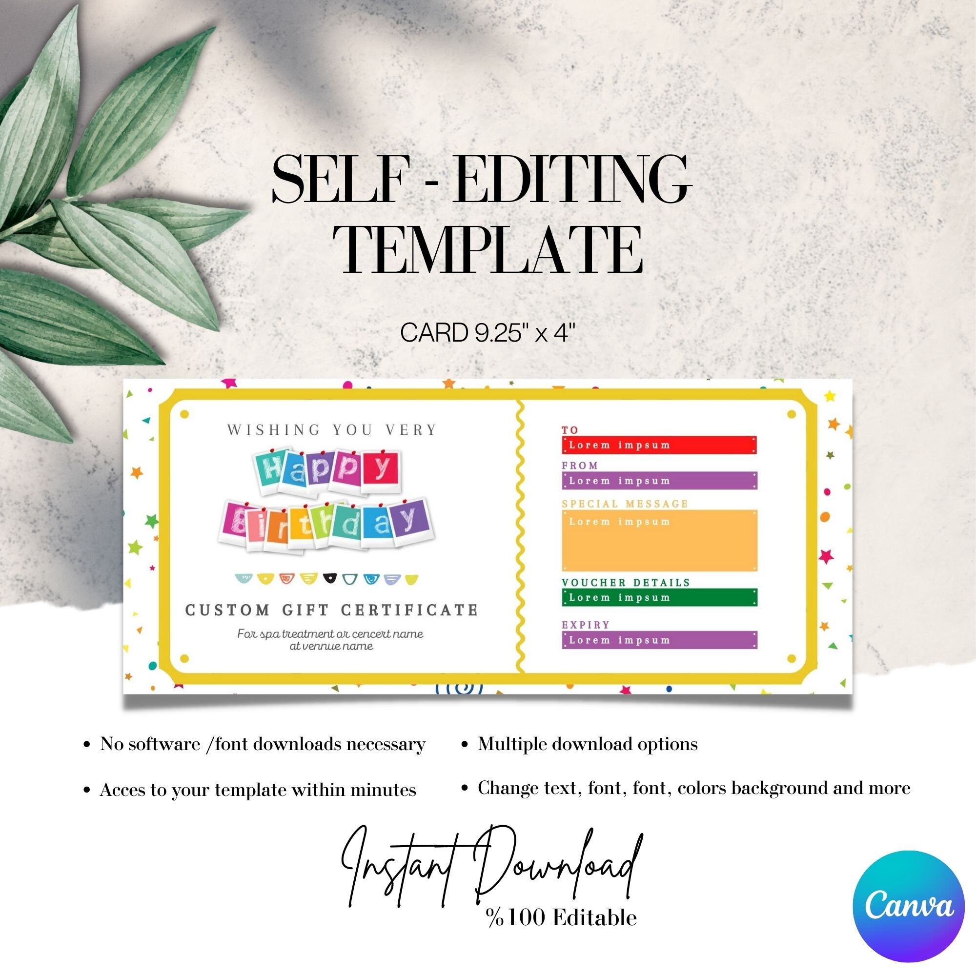 Happy Birthday Gift Certificate Template, Printable Birthday Gift ...
